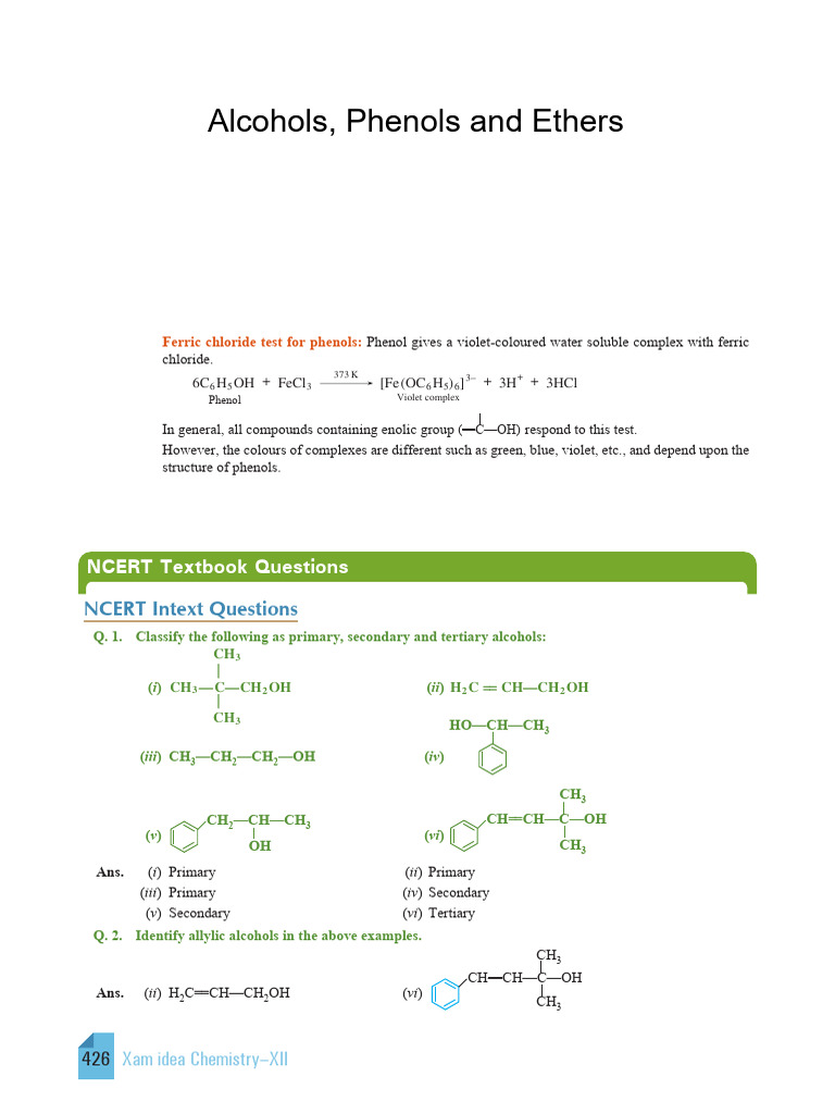 Alcohols, Phenols, and Ethers Overview | PDF | Ether | Methyl Group