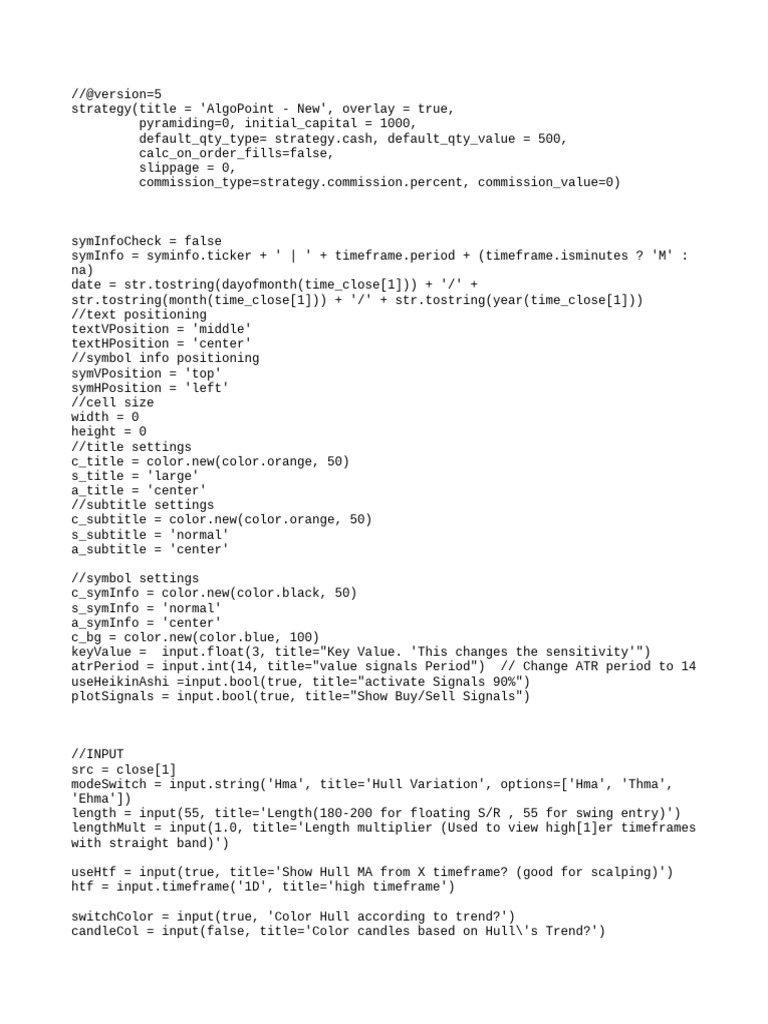Pine Script: AlgoPoint Strategy Overview | PDF | Computer Programming