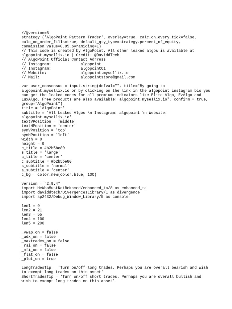 AlgoPoint Trading Strategy Script | PDF | Leverage (Finance ...