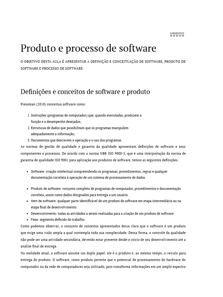 Definições de Software e Processos | PDF | Programas | Processo de ...