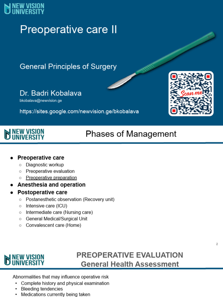 Preoperative Care II | PDF | Intravenous Therapy | Surgery