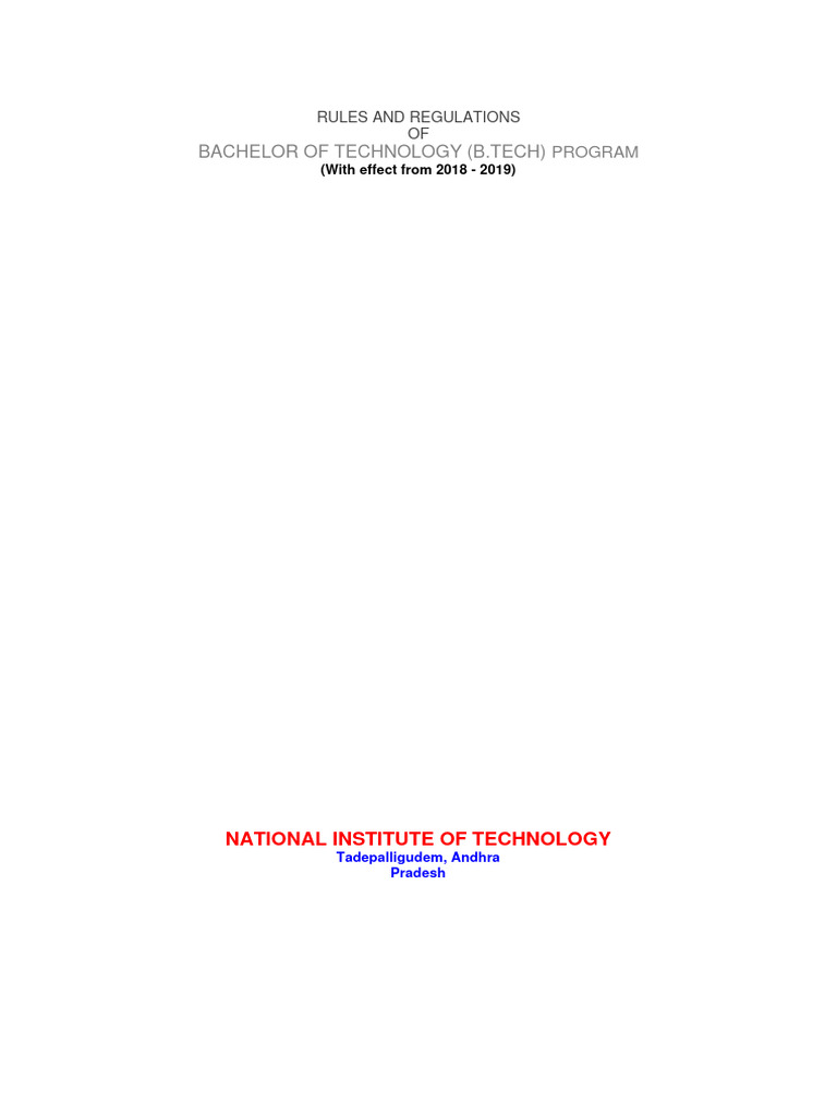 Btech Rules 2018-19 | PDF | Academic Term | Thesis