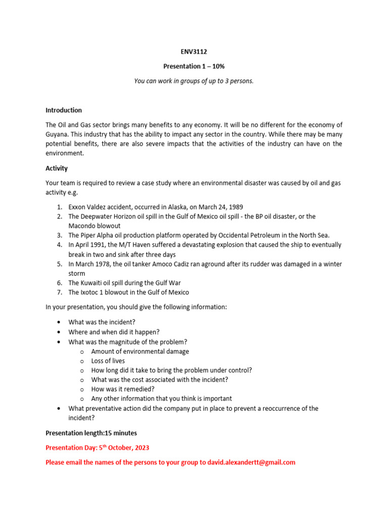 Oil and Gas Environmental Disaster Case Study | PDF
