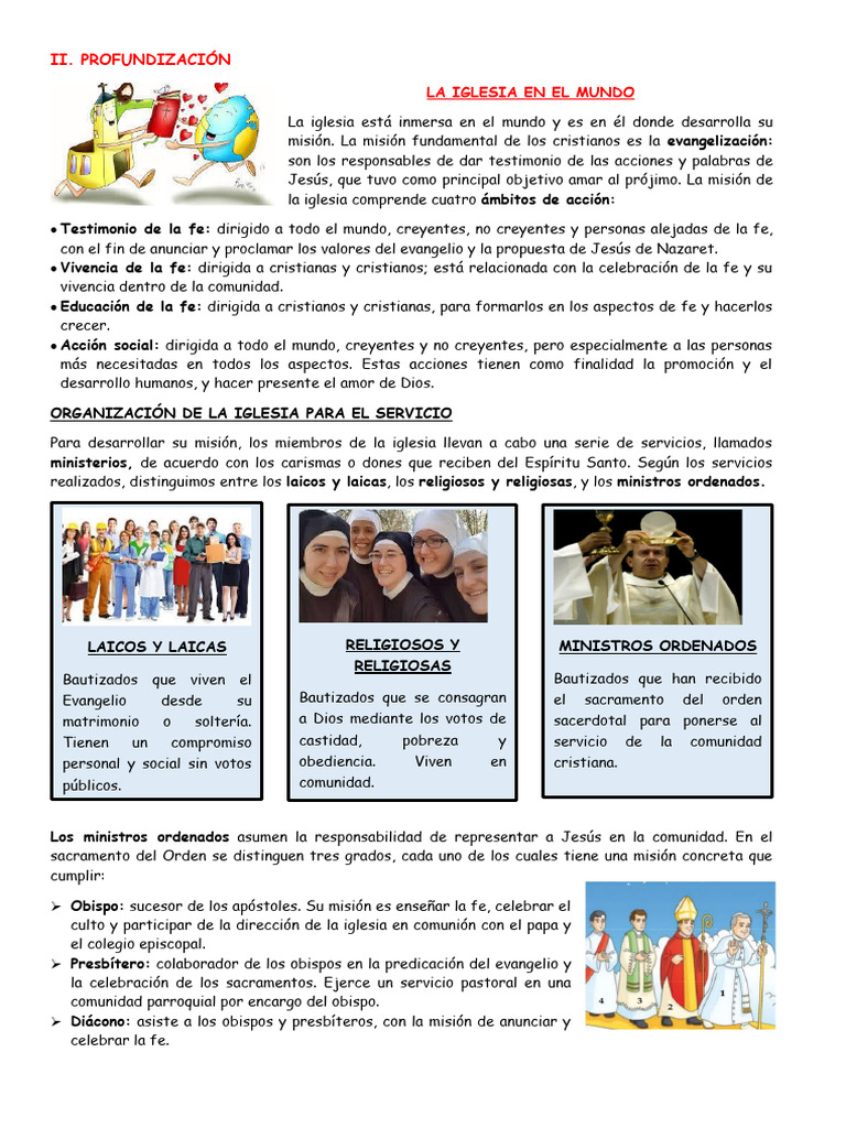 ACTIVIDAD N°28 La Iglesia en El Mundo, Organización de La Iglesia ...