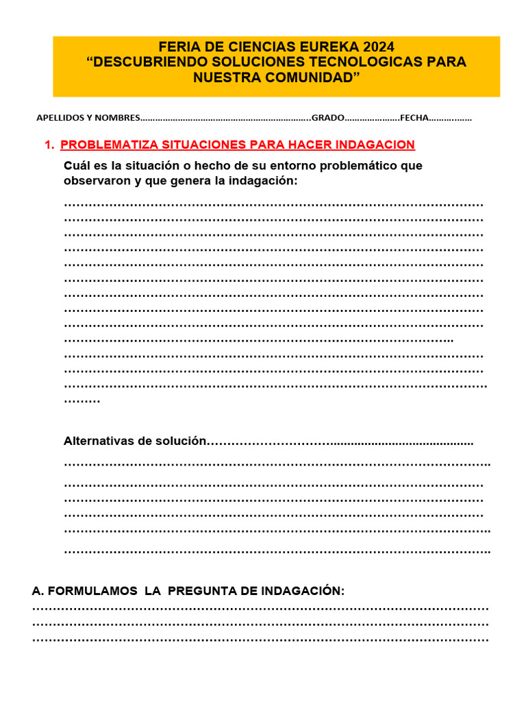 Feria de Ciencias 2024 Formato Para La Realizacion | PDF | Hipótesis ...