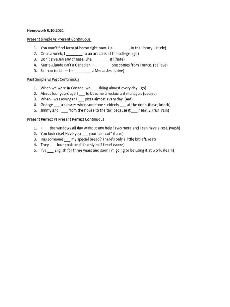 English Tenses Practice Worksheet | PDF | Language Arts & Discipline