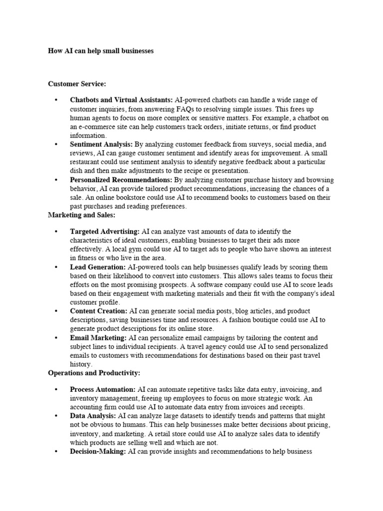 AI Solutions for Small Businesses | PDF | Artificial Intelligence ...