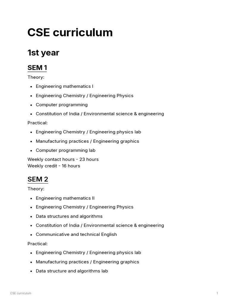 Comprehensive CSE Curriculum Overview | PDF | Engineering | Computing