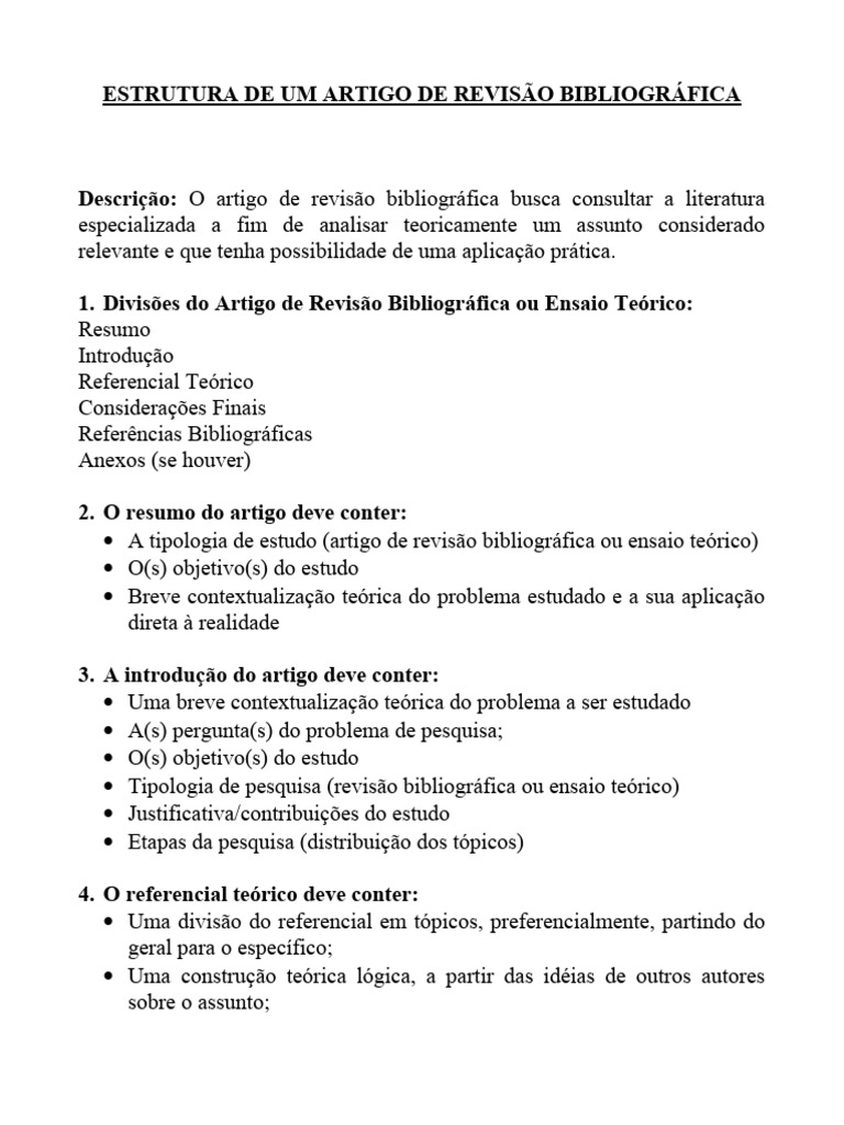 Estruturade Um Artigo de Revisão Bibliográfica e Empírico PUC | PDF ...