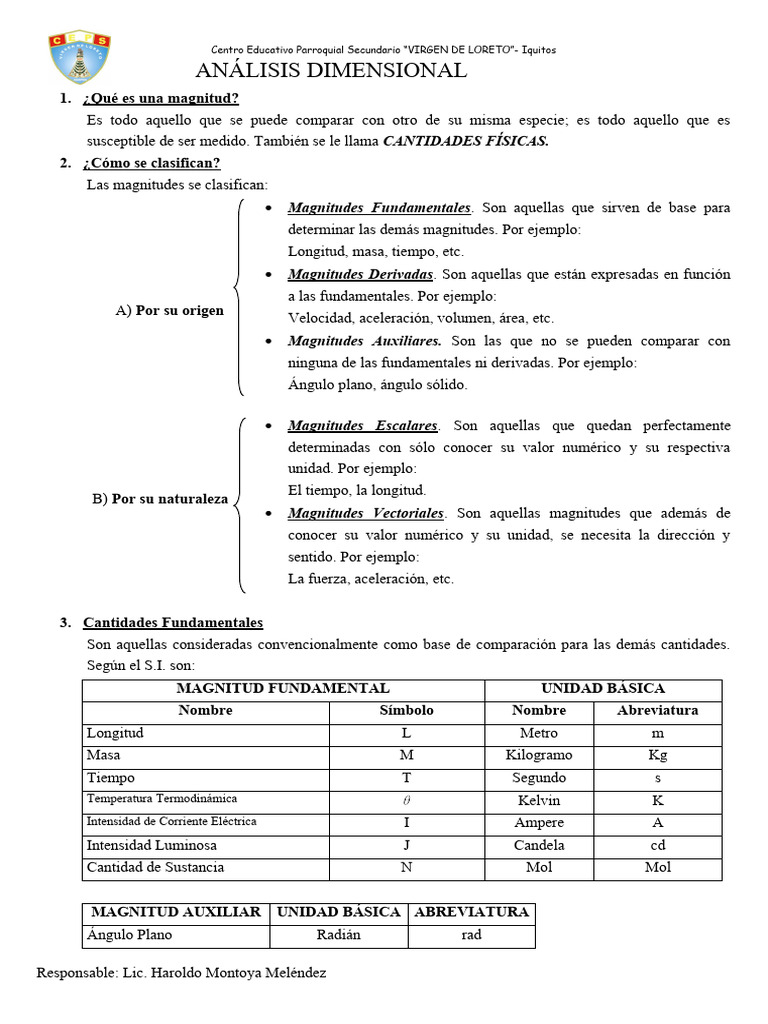 Tema 1 - ANALISIS DIMENSIONAL | PDF | Sistema Internacional de Unidades ...