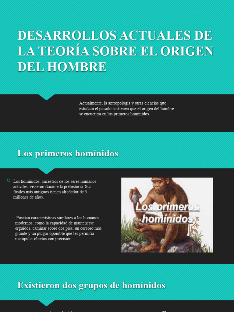 Desarrollos Actuales de La Teoría Sobre El Origen Del Hombre | PDF ...