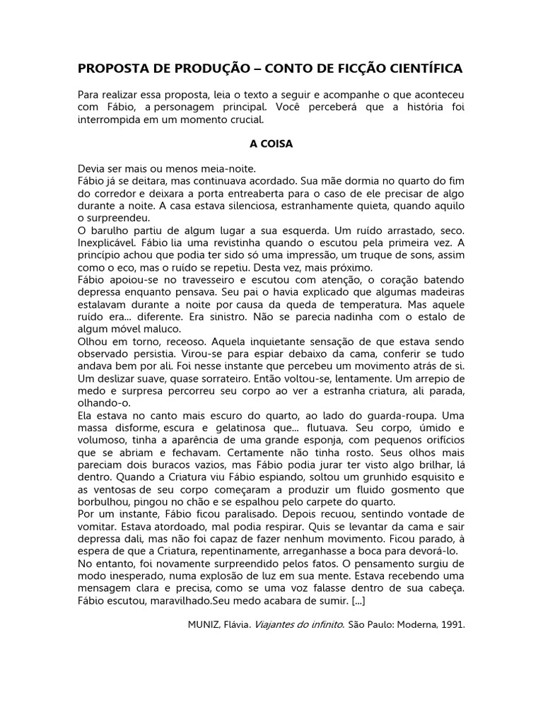 PROPOSTA CONTO DE FICÇÃO CIENTÍFICA | PDF | Narrativa
