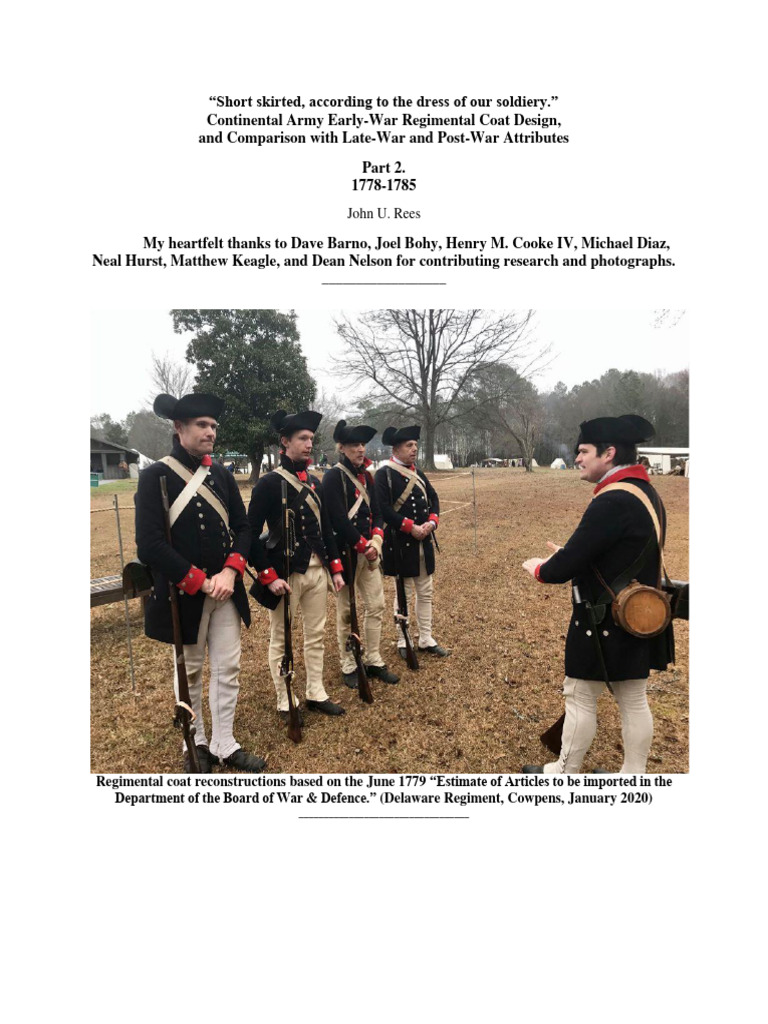Regimental Coat Design 1778-1785 | PDF | Clothing