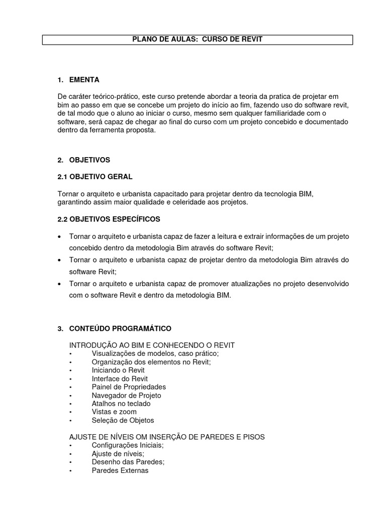 Plano de Aulas Revit | PDF | Autodesk Revit | BIM