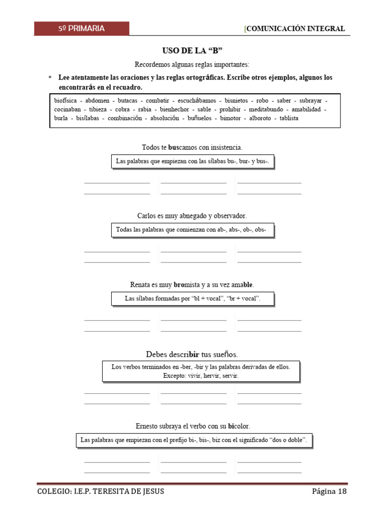 Actividades de Lengua para 5º Primaria | PDF | Lingüística