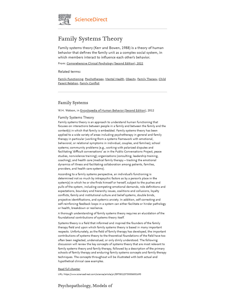 Family Systems Theory - An Overview - ScienceDirect Topics | PDF ...