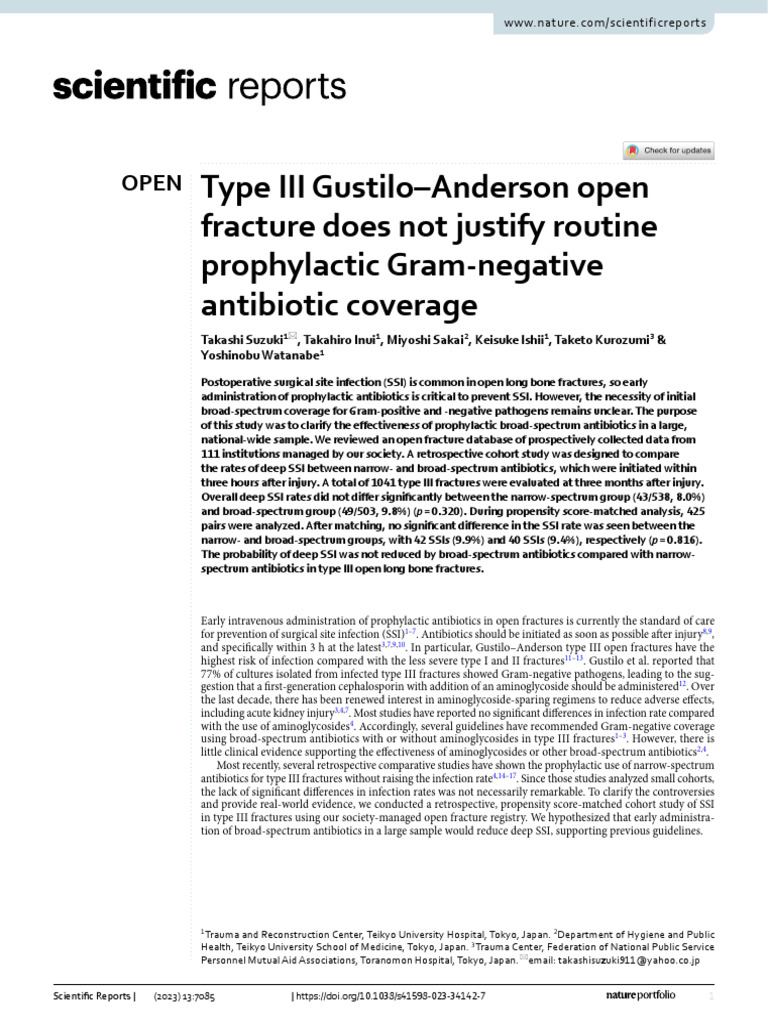 Antibiotic For Open Fracture