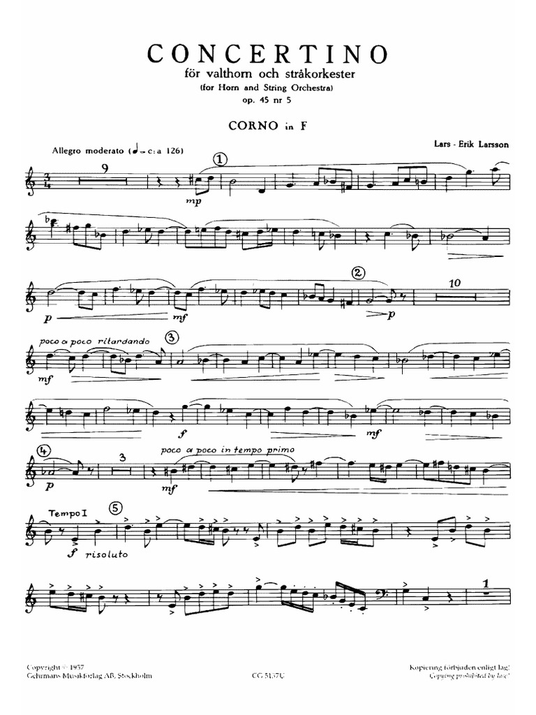 Lars-Erik Larsson - Horn Concertino Op.45 No.5 (Horn and Piano