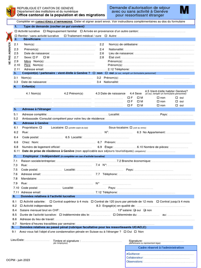 Demande d'autorisation de séjour M | PDF | Passeport