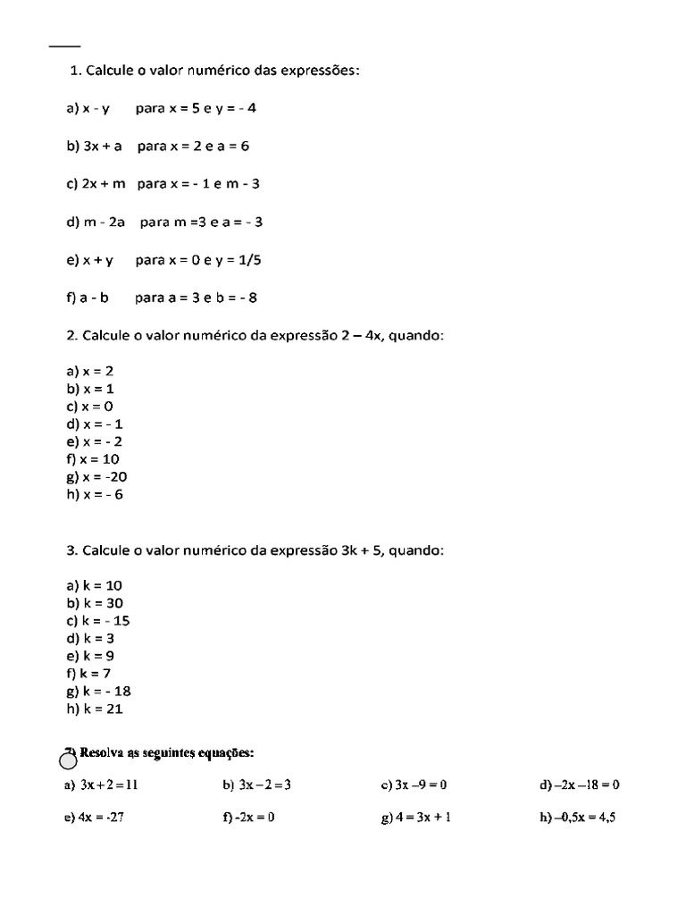 niv 7 ano expressoes algebricas | PDF