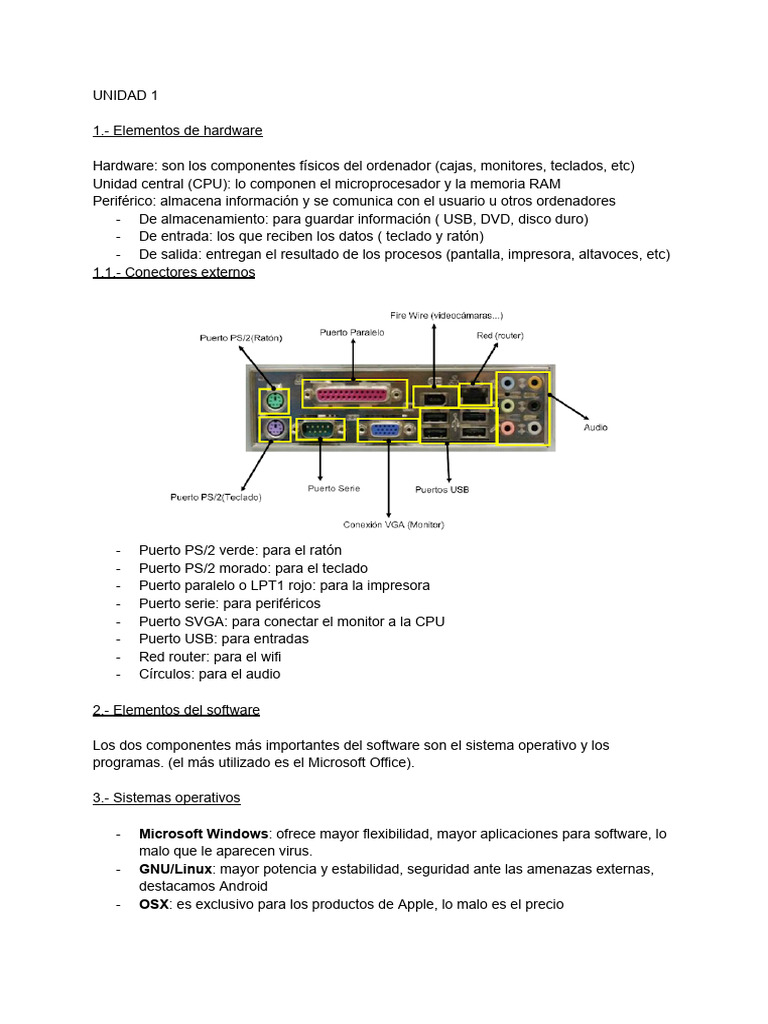 Unidad 1 | PDF | Hardware de la computadora | Periférico