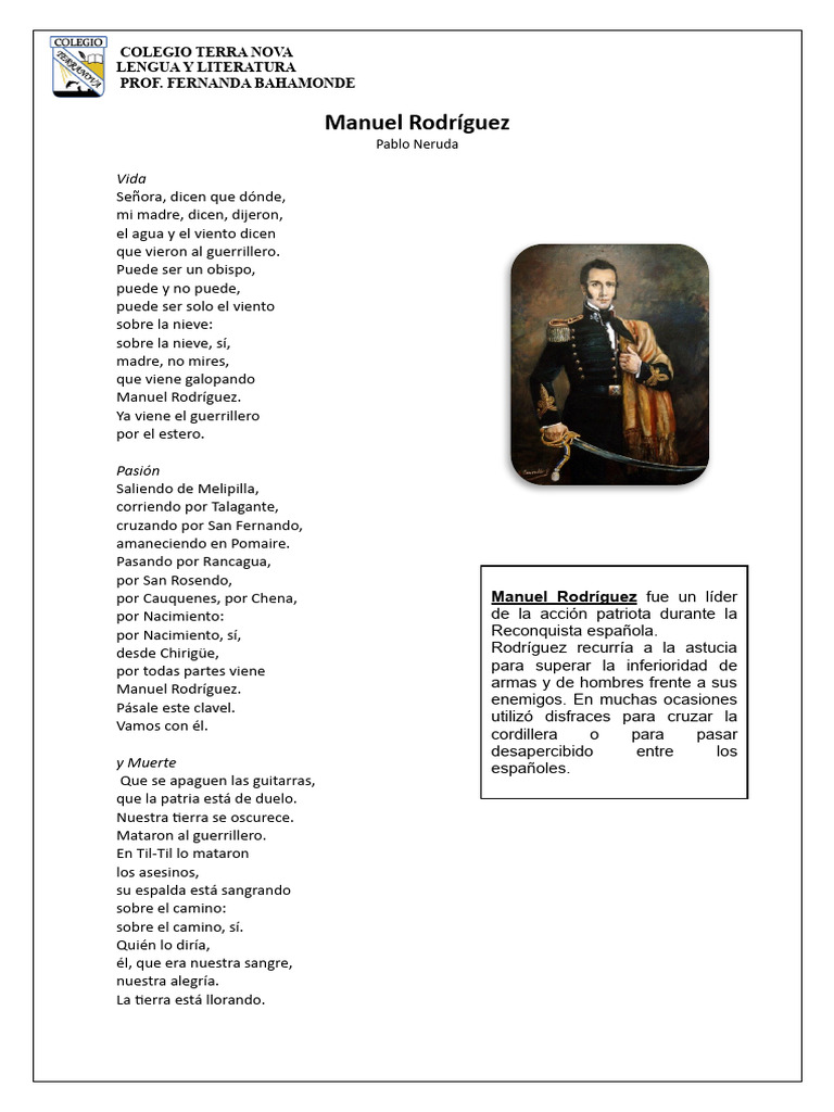 Guia Poema Manuel Rodriguez | PDF
