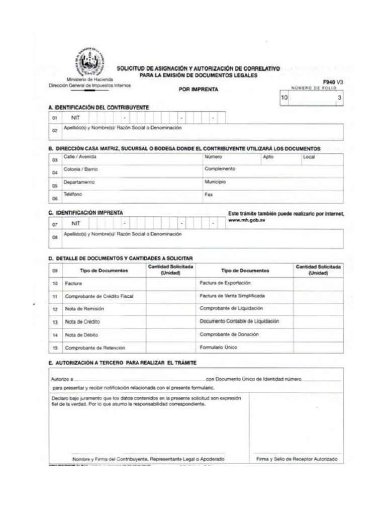 Solicitud de asignaci n y autorizaci n de correlativo para la emisi n