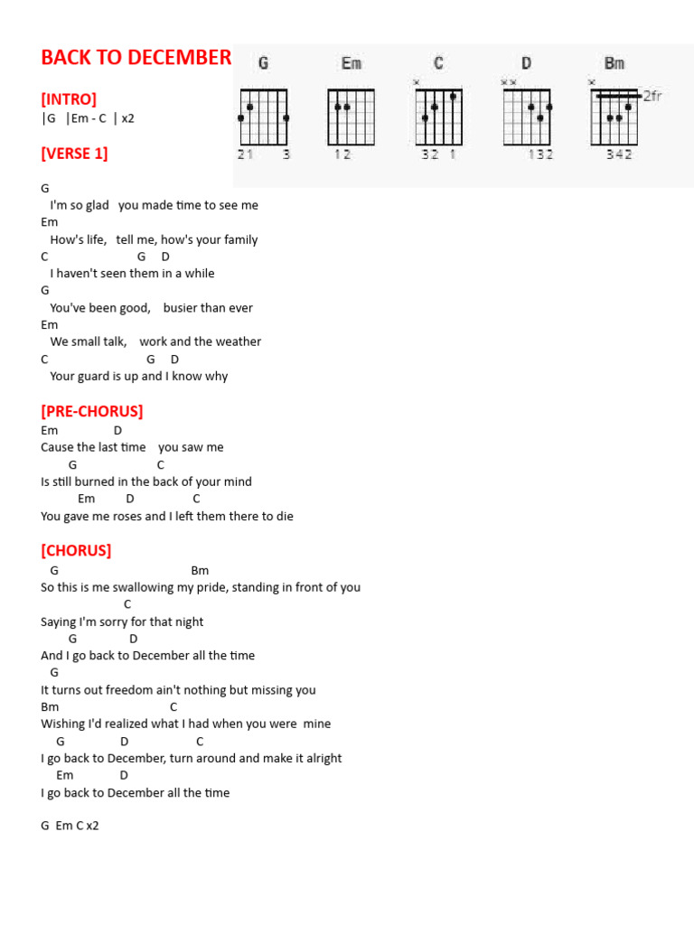 Back to December Lyrics Analysis | PDF | Song Structure