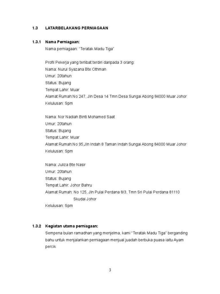 Latarbelakang Perniagaan Pdf