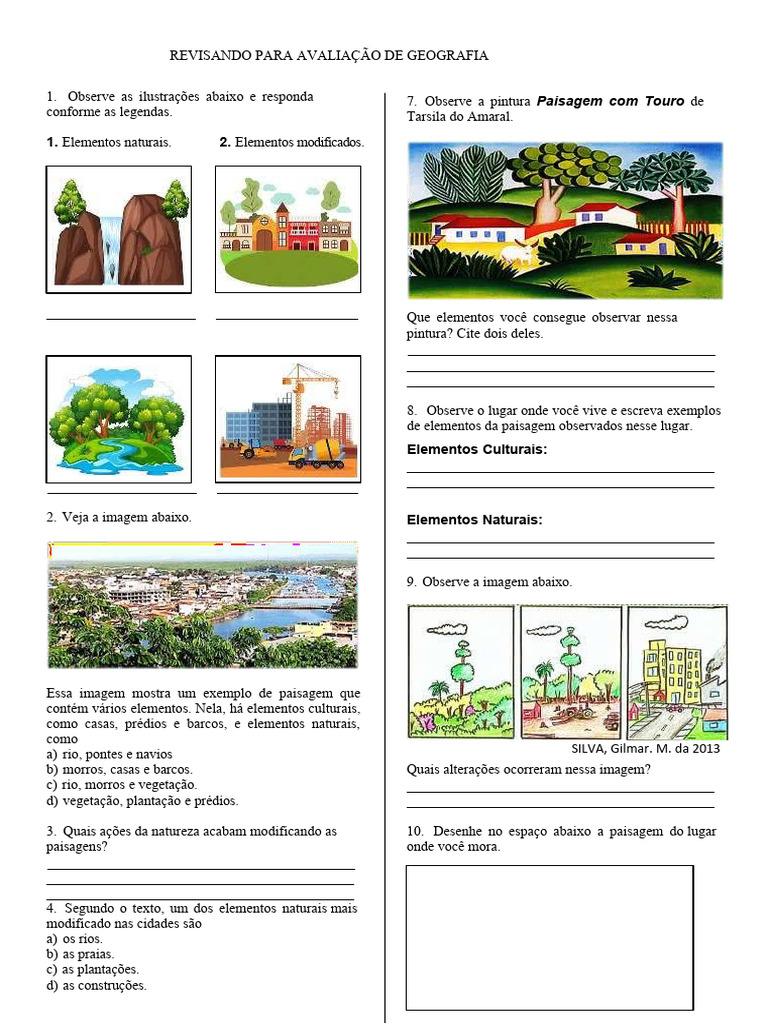 Elementos da Paisagem para o 3º Ano | PDF | Ciências e Matemática