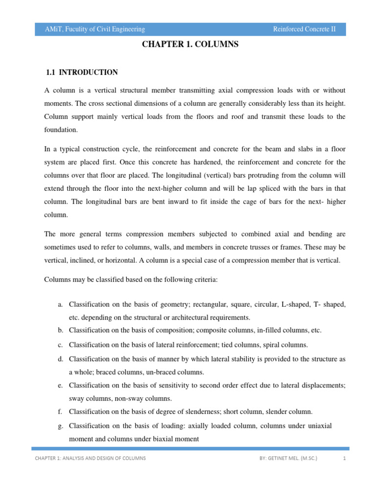 Civil Engineering: Column Design | PDF | Deformation (Engineering ...