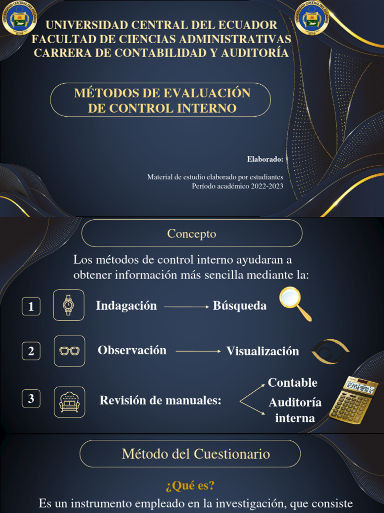 Métodos de Evaluación del Control Interno | PDF | Cuestionario | Auditoría