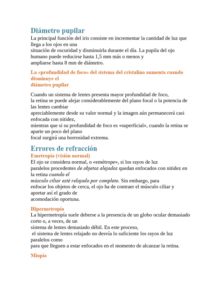 Sentido De La Visión Pdf Ojo Humano Sentidos