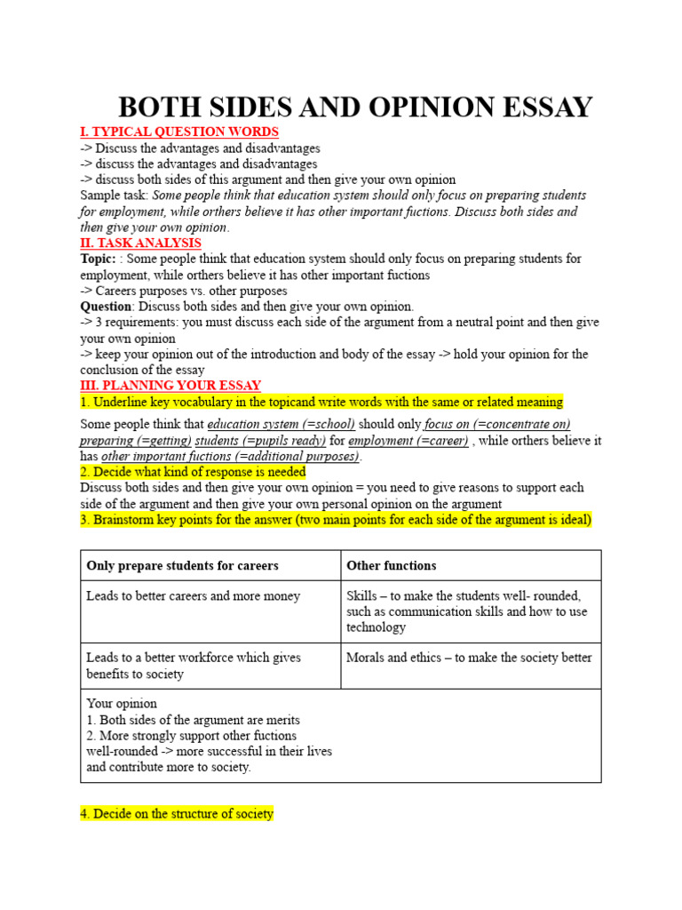 Both Sides and Opinion Essay | PDF