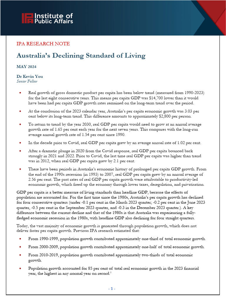 IPA Research Note May 2024 Per Capita GDP FINAL | PDF | Gross Domestic ...