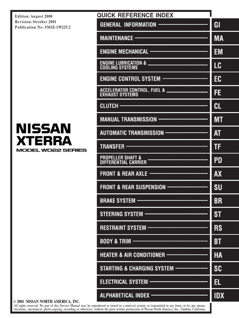 2001 NISSAN XTERRA REPAIR MANUAL intelligence overview