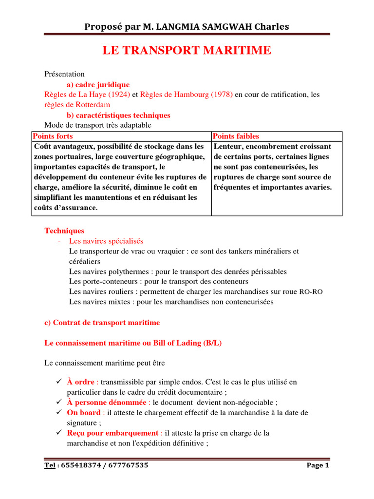 Comprendre le transport maritime | PDF | Transport | Connaissement