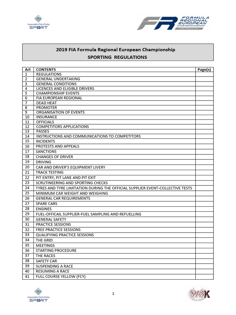 Formula Regional Racing Rules | PDF | Fédération Internationale De L ...