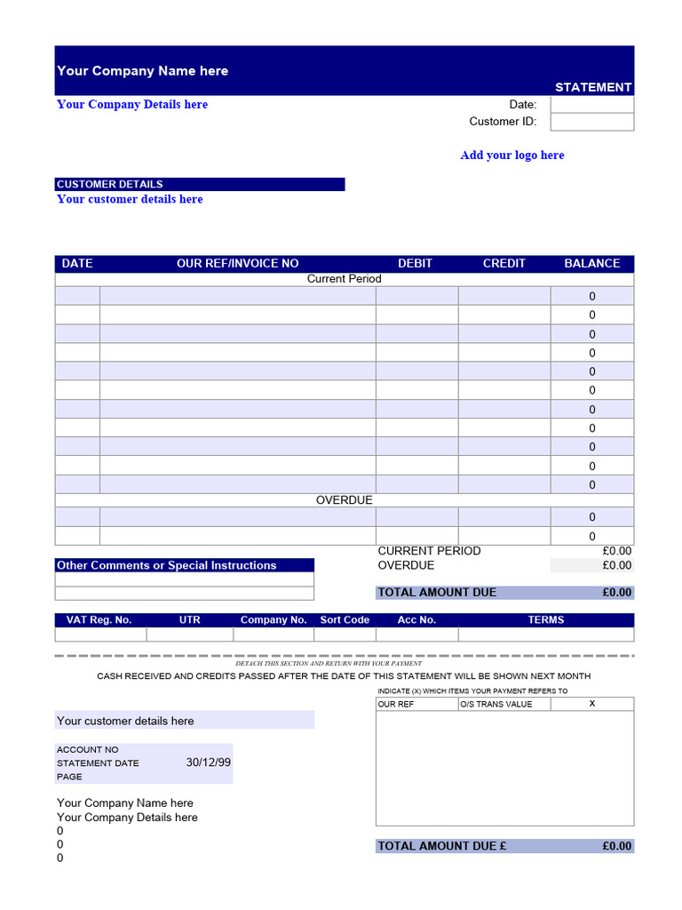 Customer Payment Statement Template | PDF | Debits And Credits | Business