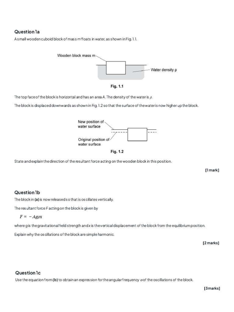 Oscillations Questions PDF Oscillation Pendulum