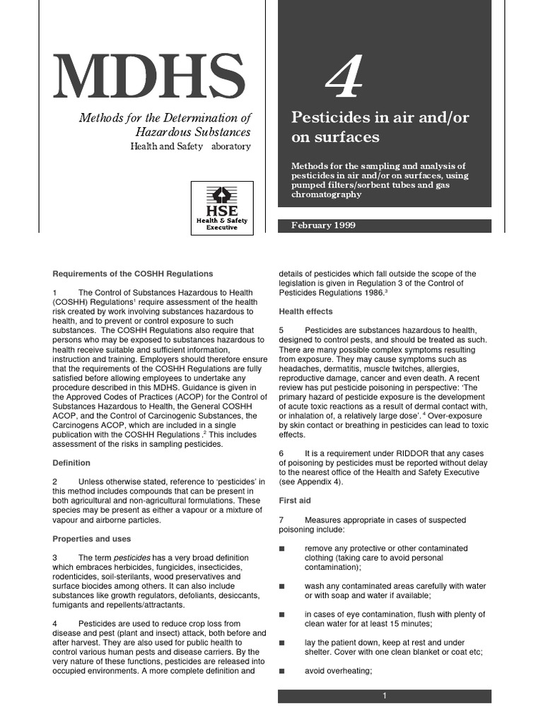 Mdhs 94 | PDF | Gas Chromatography | Pesticide