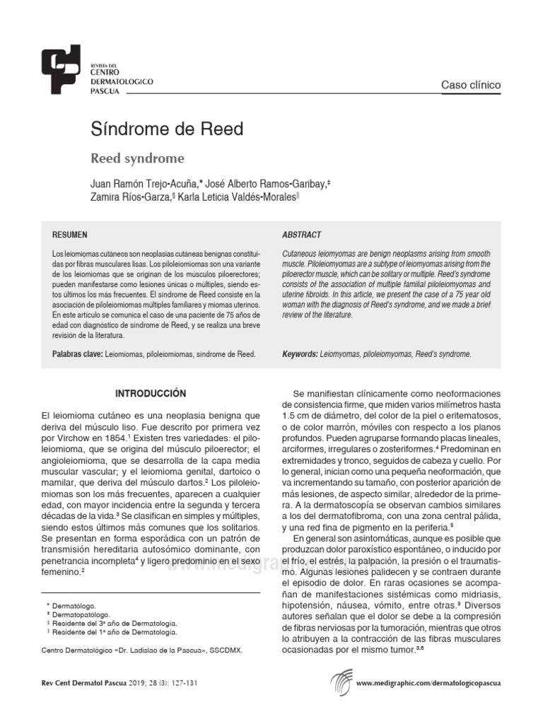 Caso clínico: Síndrome de Reed | PDF | Medicina CLINICA | Enfermedades ...