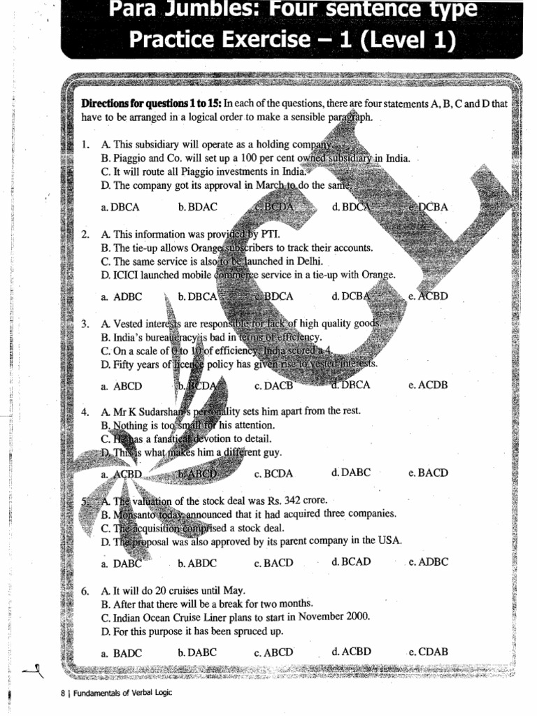 300+ Parajumbles (With Answer Key)_ No Explanations | PDF