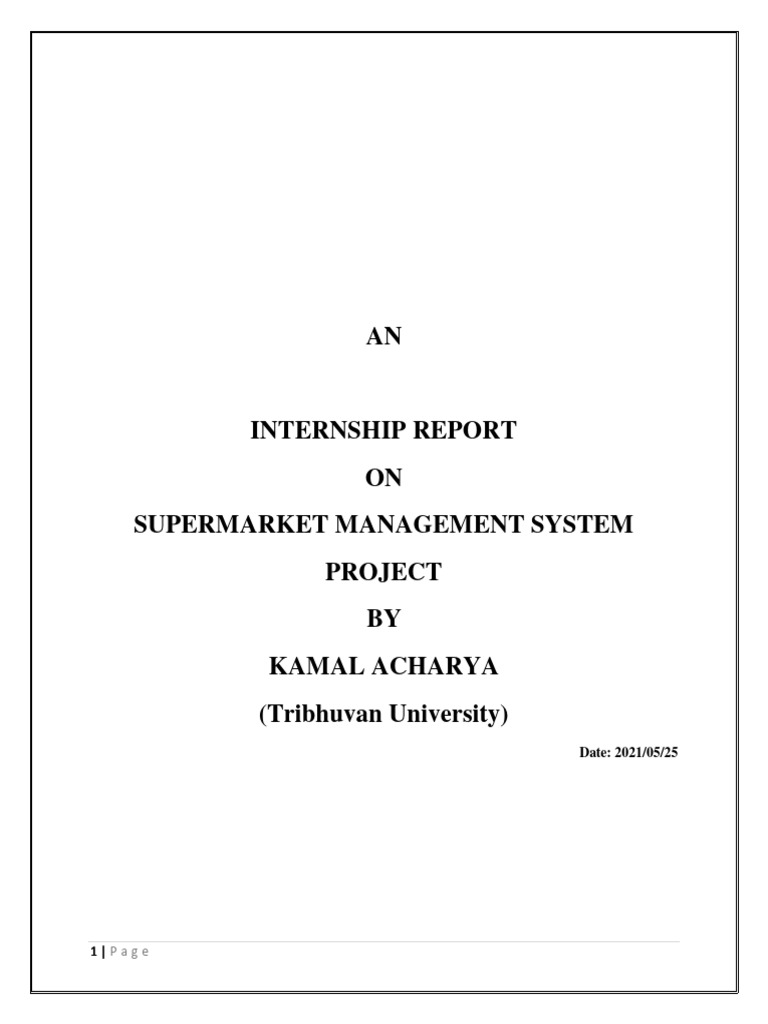 Supermarket Management System Project Report Pdf World Wide Web