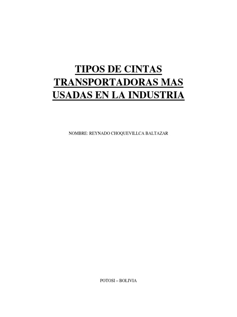 Tipos de Cintas Transportadoras Mas Usadas en La Industria | PDF