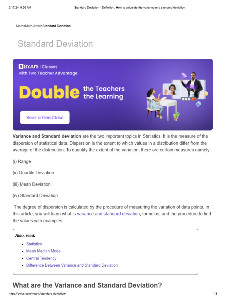 Standard Deviation Definition, How to calculate the variance and