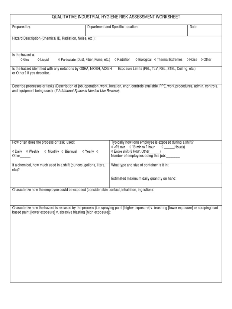 Qualitative Risk Assessment Worksheet | PDF | Labor Relations | Workplace