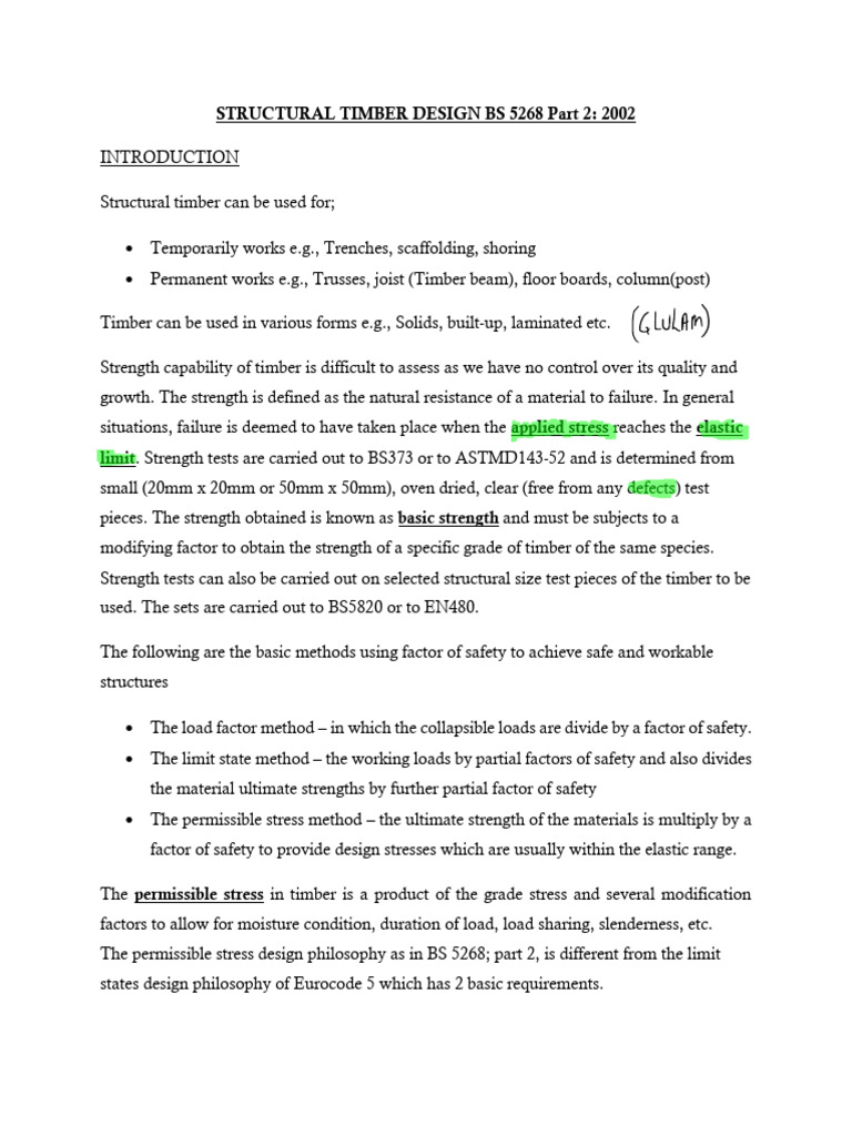 Timber design lesson 1 update share pdf strength of materials