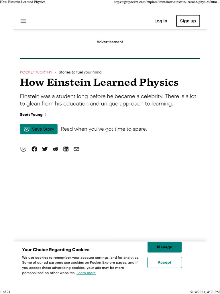 Einstein's Unique Learning Methods | PDF | Http Cookie | Albert Einstein
