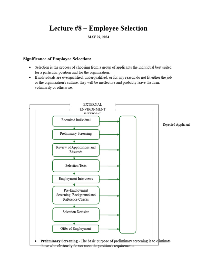 Employee Selection Process Overview | PDF | Performance Appraisal ...